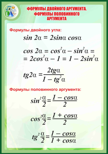 Аргумент в формуле. 3 Формулы двойного и половинного аргумента. 6 Основных формул тригонометрии и формулы двойного аргумента.